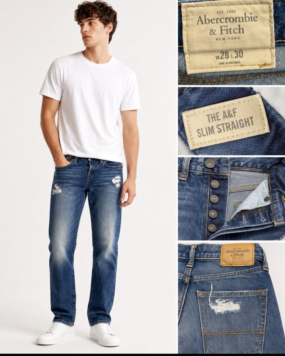 Y2K Indie Sleaze 2000s Abercrombie & Fitch Slim Straight Jeans 28x30 Medium Wash